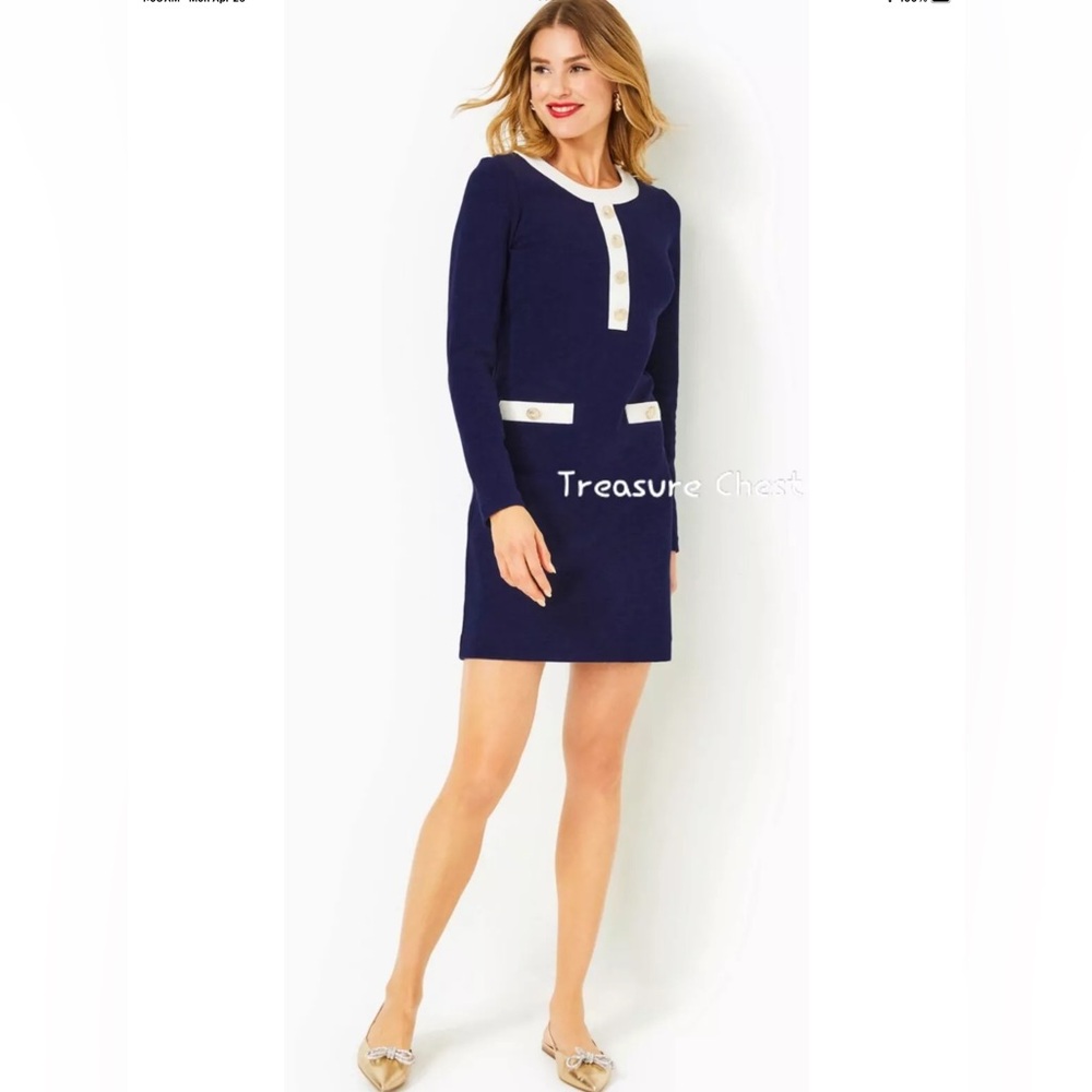 Lilly Pulitzer NWT Kennedy Classic Shift Dress True Navy $198 Size M,L,XL - Picture 2 of 15